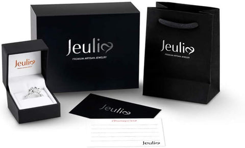Jeulia 4.3 Carat Personalized Sterling Silver Butterfly Rings for Women Purple Amethyst Birthstone Bridal Rings Set Round Cut Wedding Engagement Promise Jeulia