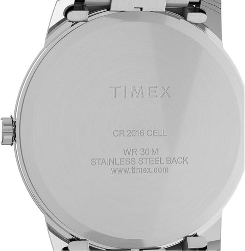 Timex Men's Easy Reader 35mm Day-Date Watch – Silver-Tone Case White Dial with Silver-Tone Expansion Band