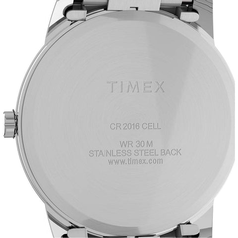 Timex Men's Easy Reader 35mm Day-Date Watch – Silver-Tone Case White Dial with Silver-Tone Expansion Band