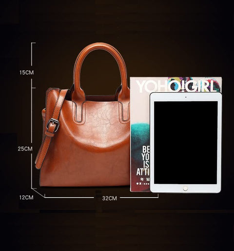 ZOSIVEB Women Fashion Tote Handbags Lightweight PU Leather Satchel Shoulder Bags Retro Oil Wax Handle Purse (Coffee) ZOSIVEB