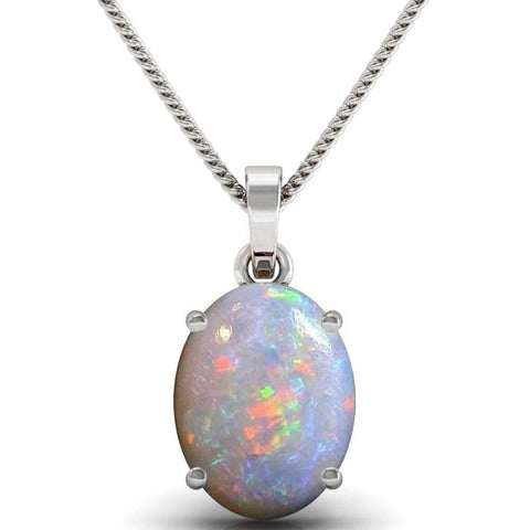 LMDPRAJAPATIS 7.25 Ratti Opal Silver Pendant Origional and Certified by Natural Opel Stone Locket unheated and untreated for Men and Women By Lab Certified
