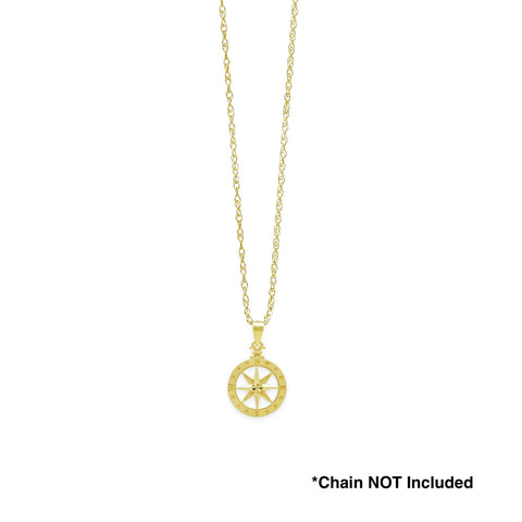 Charm America - Gold Petite Compass Charm - 10 Karat Solid Gold -Compass Jewelry