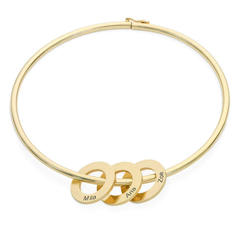 MyNameNecklace Personalized Bracelet Bangle with Circle Disc Pendants - Custom Multiple Pendant Jewelry MyNameNecklace