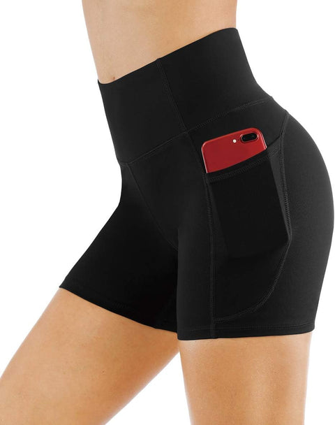 THE GYM PEOPLE High Waist Yoga Shorts for Women Tummy Control Fitness Athletic Workout Running Shorts with Deep Pockets (Small, Black) THE GYM PEOPLE