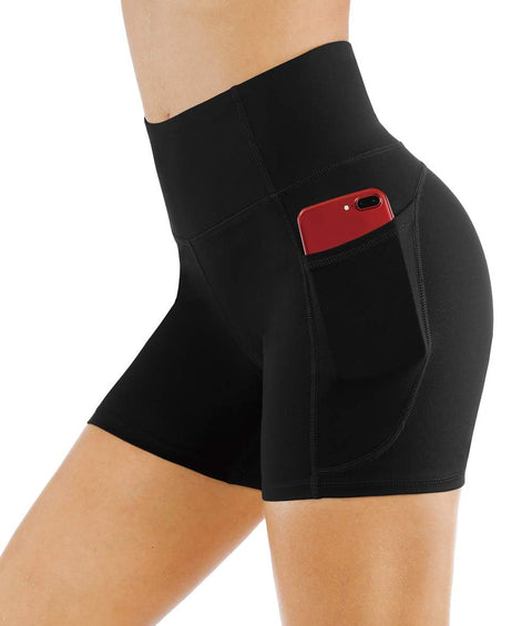 THE GYM PEOPLE High Waist Yoga Shorts for Women Tummy Control Fitness Athletic Workout Running Shorts with Deep Pockets (Small, Black) THE GYM PEOPLE