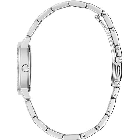 GUESS Ladies 28mm Watch - Silver Tone Bracelet Silver Tone Case White Dial GUESS