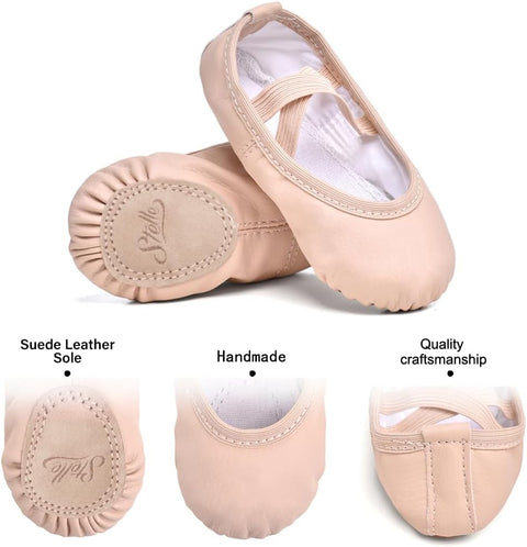 Stelle Ballet Shoes for Girls Toddler Ballet Slippers Soft Leather Boys Dance Shoes for Toddler/Little Kid/Big Kid (Ballet Pink, 10MT)