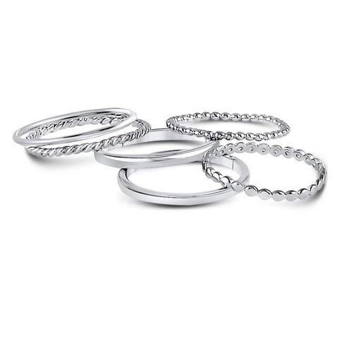 ALLYANNA 925 Sterling Silver Stackable Rings Set for Women and Teen Girls, 6 Dainty Non Tarnish Stacking Rings (7) Allyanna Gifts