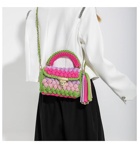 SDIYABOLO Handmade Crochet Wedding Party Purse Crossbody Bags for Women Shoulder Bag Clutch Flap Evening Bag (Olive Green-08) SDIYABOLO