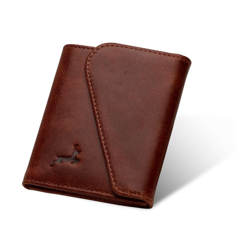 DEERHANDMADE Leather Wallet for Men | Fancy Bifold Handcrafted Mens Wallet with Magnetic closer & RFID Protection | Holds 6-10 Cards,1 ID Window, Cash Components (Garnet Edition, Dark Brown) DEERHANDMADE