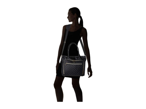 Kenneth Cole REACTION Chelsea Quilted Chevron 15" Laptop & Tablet Business Tote with Removable Shoulder Strap, Black Kenneth Cole REACTION