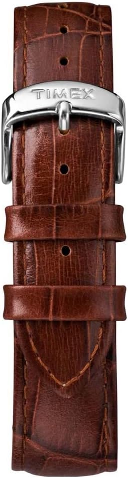 Timex Men's Easy Reader 38mm Watch – Silver-Tone Case Blue Dial with Brown Croco Leather Strap