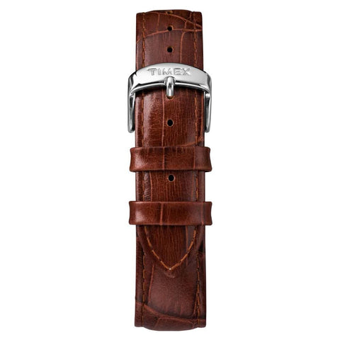 Timex Men's Easy Reader 38mm Watch – Silver-Tone Case Blue Dial with Brown Croco Leather Strap