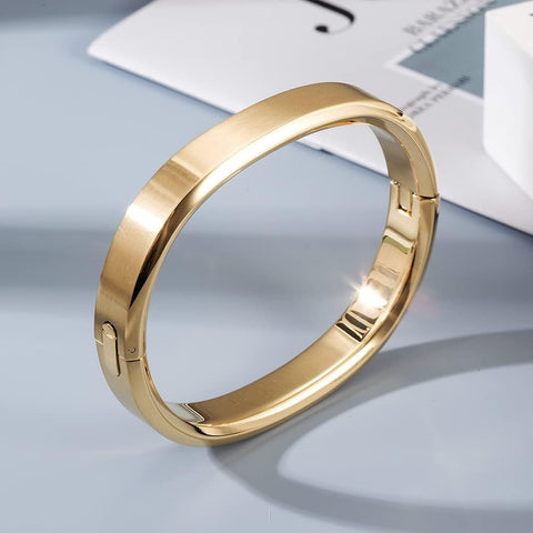 14K Gold Cuff Bracelet Bangle For Men Boys Polished Finish Cuff Black White Bangle Stainless Steel Metal Bracelet with Simple Twisted Line Design Jewelry Gift for Boyfriend CIUNOFOR
