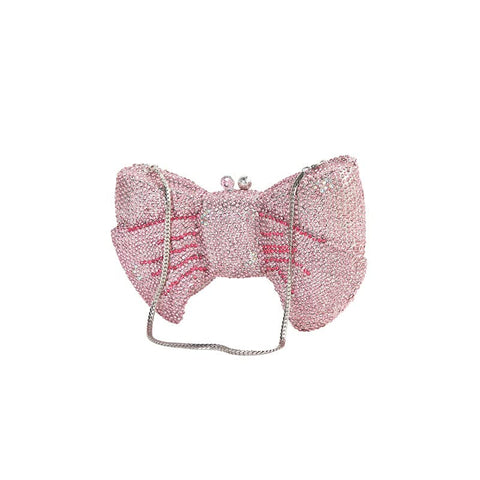 Tngan Women Luxury Bowknot Shaped Evening Clutch Sparkling Rhinestones Handbag for Banquet Wedding Party, Pink 2 Tngan