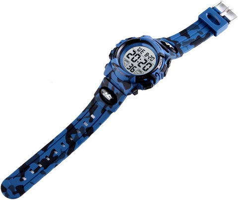 Kids Digital Watch Boys Outdoor Sports 50M Waterproof Girls Watches Alarm Clock 12/24 H Stopwatch Calendar for Ages 3-15 Boy Girl Wristwatch Kids Gift,Camo Dark Blue X