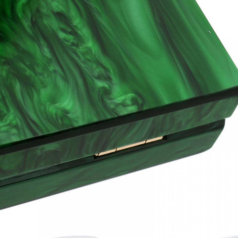 Acrylic Purses Evening Clutch Bag Marbling Handbags for Women Cross Body Bag with Pearl Chain Formal Wedding Prom Party (Dark Green) jessie
