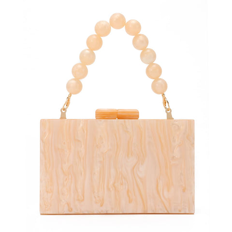 Oweisong Women Acrylic Clutch Purse Formal Wedding Evening Handbag Marble Party Shoulder Crossbody Bag with Bead Chain Oweisong