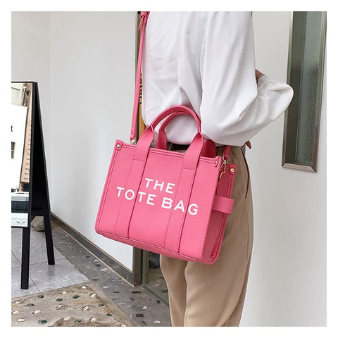 NEGBIU Tote Bags for Women, Leather Mini Tote Bag with Zipper, Shoulder/Crossbody/Handbag（10.2 * 7.8 * 3.5in (Rose Red) NEGBIU