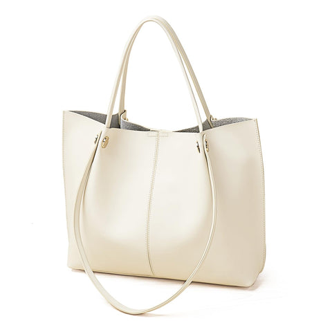 FOXLOVER Women's Soft PU Leather Tote Bag for Women Big Capacity Shoulder Bag Ladies Top Handle Satchel Handbags and Purse (White) FOXLOVER