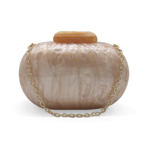 GSYPS Acrylic Evening Clutch Bag for Women Shell Shape Shoulder Crossbody Bag Glitter Marble Purse Handbag Champagne GSYPS