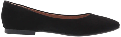 Amazon Essentials Women's Pointed-Toe Ballet Flat, Black Microsuede, 8.5