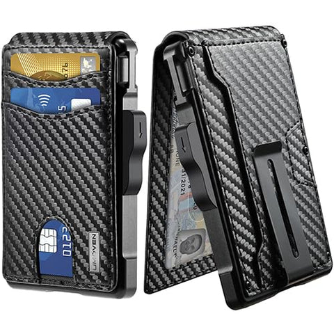 umoven Wallet for Men - with Money Clip Slim Leather Slots Credit Card Holder RFID Blocking Bifold Minimalist Wallet umoven