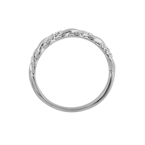 10K White Gold Diamond-Accent Twist Promise Ring, Anniversary Ring or Wedding Band for Women; Promise Rings for Her, Gold Rings for Women (I-J Color, I2 Clarity), Size 6, by Brilliant Expressions Brilliant Expressions