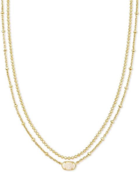Kendra Scott Emilie Multi-Strand Necklace for Women, Fashion Jewelry, 14k Gold-Plated, Iridescent Drusy Kendra Scott