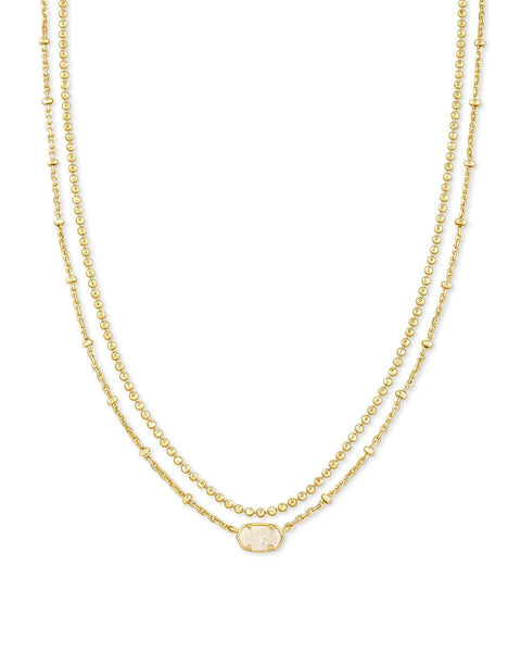 Kendra Scott Emilie Multi-Strand Necklace for Women, Fashion Jewelry, 14k Gold-Plated, Iridescent Drusy Kendra Scott