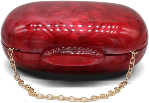 GSYPS Acrylic Evening Clutch Bag for Women Shell Shape Shoulder Crossbody Bag Glitter Marble Purse Handbag Red GSYPS