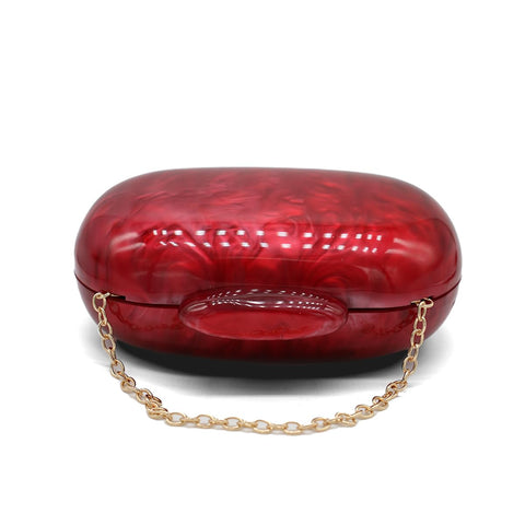 GSYPS Acrylic Evening Clutch Bag for Women Shell Shape Shoulder Crossbody Bag Glitter Marble Purse Handbag Red GSYPS