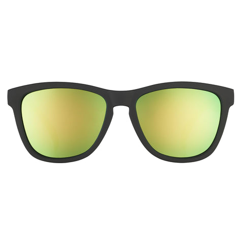 goodr Vincent's Absinthe Night Terrors Polarized Sunglasses for Men & Women, Medium Sized (OG), Black Solid Frame with Green Gold Mirrored Reflective Lenses, UV400 Protection, No Slip, No Bounce