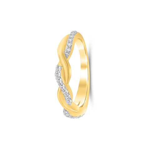 La Joya 1/4 CT. TW. Certified Women's Infinity Diamond Band Ring | Twisted Vine Inspired Real 10 K Yellow Gold Lab Grown Diamond Ring and Anniversary Band | Ring Size 5 La Joya