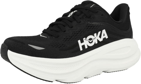 Hoka Women's Bondi 9 Sneaker, Black/White, 8.5