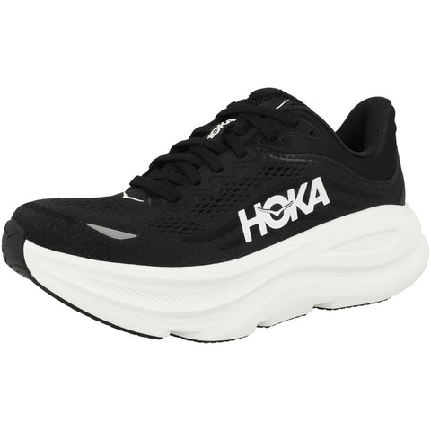 Hoka Women's Bondi 9 Sneaker, Black/White, 8.5