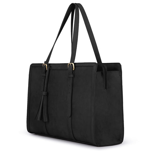 ECOSUSI Laptop Bag For Women 15.6 Inch Work Tote Bags PU Leather Computer Purse For Business Office With 3 Layer Compartments ECOSUSI
