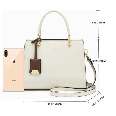 Cnoles Cowhide Leather Tote Handbags Medium Shoulder Bags Ladies Handle Satchel Purse Tote Bag Purse for Women White Cnoles
