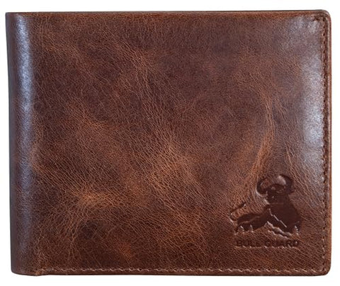 BULL GUARD Mens RFID Blocking Bifold Wallet Soft Genuine Leather Brown Western | Secure and Durable Extra Capacity Billfold with 11 Credit Cards, Flip Up ID BULL GUARD