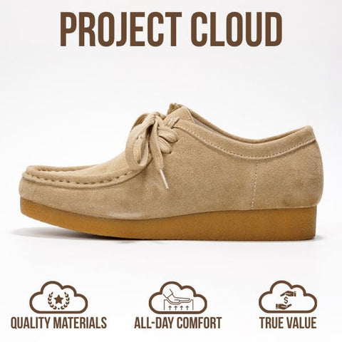 Project Cloud 100% Genuine Leather Womens Shoes - Memory Foam Insole Oxford Shoes For Women Footwear - Lightweight Anti-Slip Sole Casual Work Loafers with Lace (WALLY,WHEAT, 9)