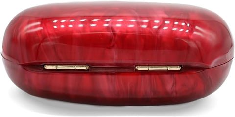GSYPS Acrylic Evening Clutch Bag for Women Shell Shape Shoulder Crossbody Bag Glitter Marble Purse Handbag Red GSYPS