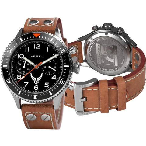 Hemel Hybrid Mechanical/Quartz Watch for Men - The Watches HFT20 USAF Special Edition w/ VK64 Meca Quartz Movement & 316L Stainless Steel Case - Luxury Mens Analog Watches, 75th Anniversary Hemel