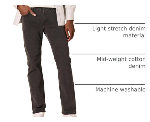 Amazon Essentials Men's Straight-Fit Stretch Jean - Discontinued Colors, Washed Black, 28W x 28L