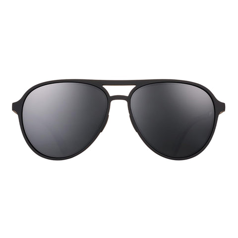 goodr Operation: Blackout Polarized Aviator Sunglasses for Men & Women, Large Sized (Mach G), Black Solid Frame with Black Non-Reflective Glare Reducing Lenses, UV400 Protection, No Slip, No Bounce