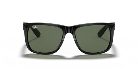 Ray-Ban RB4165 Justin Rectangular Sunglasses, Black/Dark Green, 55 mm