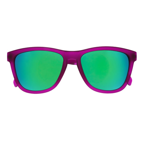 goodr Gardening with a Kraken Polarized Sunglasses, Medium Sized (OG), Dark Purple Translucent Lens with Light Green Mirrored Reflective Lens, UV400 Protection, No Slip, No Bounce