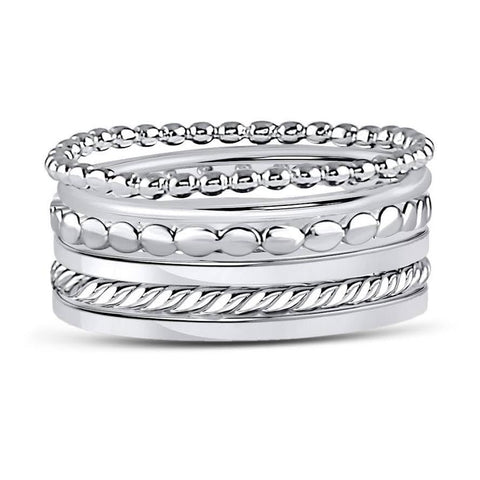 ALLYANNA 925 Sterling Silver Stackable Rings Set for Women and Teen Girls, 6 Dainty Non Tarnish Stacking Rings (7) Allyanna Gifts