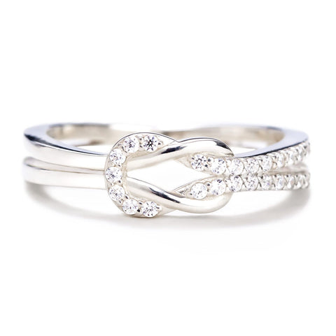 Story Jewellery Promise Rings for Women, Sterling Silver Cubic Zirconia Infinity Knot Wedding Engagement Statement Rings, Birthday Christmas Valentine’s Day Gifts for Women (US Size 07) STORYJEWELLERY