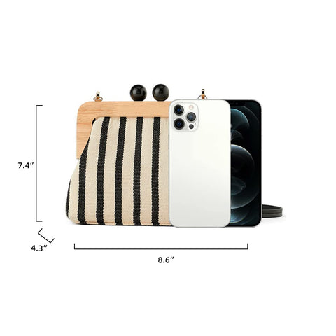 Yohora Women’s Crossbody Bag Kiss Lock Shoulder Purse Canvas Lightweight Retro Wallet Yohora