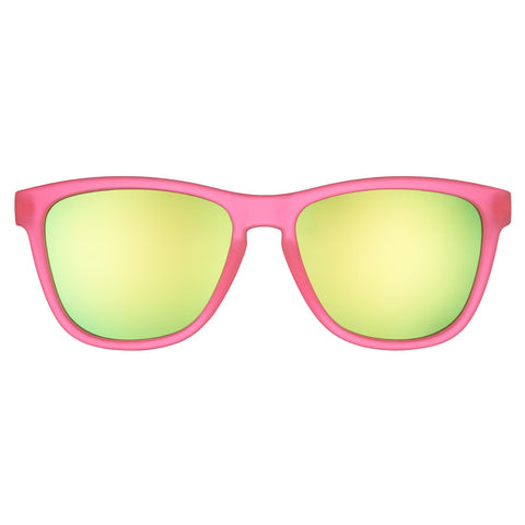 goodr Flamingos On A Booze Cruise Polarized Sunglasses for Men & Women, Medium Sized (OG), Pink Translucent Frames with Teal Mirored Reflective Lens, UV400 Protection, No Slip, No Bounce